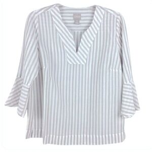 Chico's Popover Bell Sleeve Striped Women's Top. Size 1. Blue/White